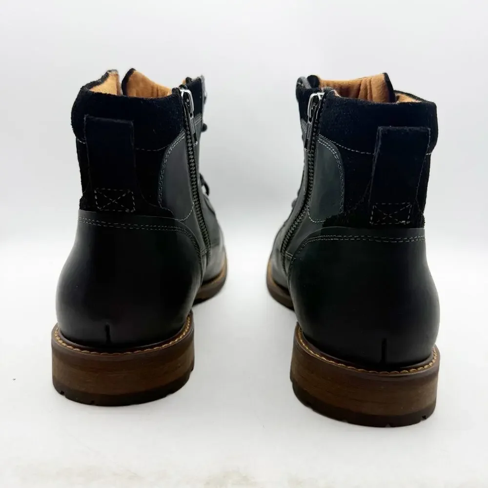 Florsheim Mens Chalet Ankle Boots US 11 Wide EU 44 Black Leather NIB